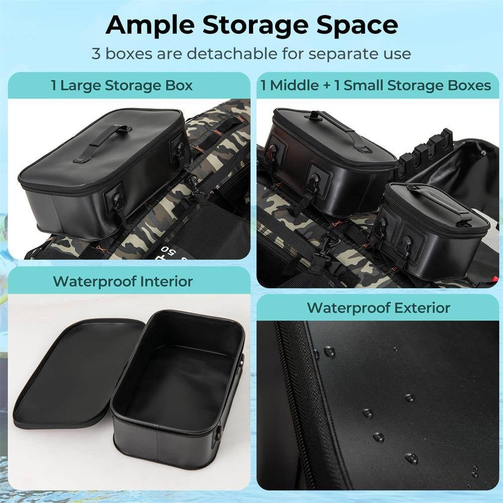 Camouflage Inflatable Fishing Float Tube Portable Fishing Boat with 3 Detachable Storage Boxes