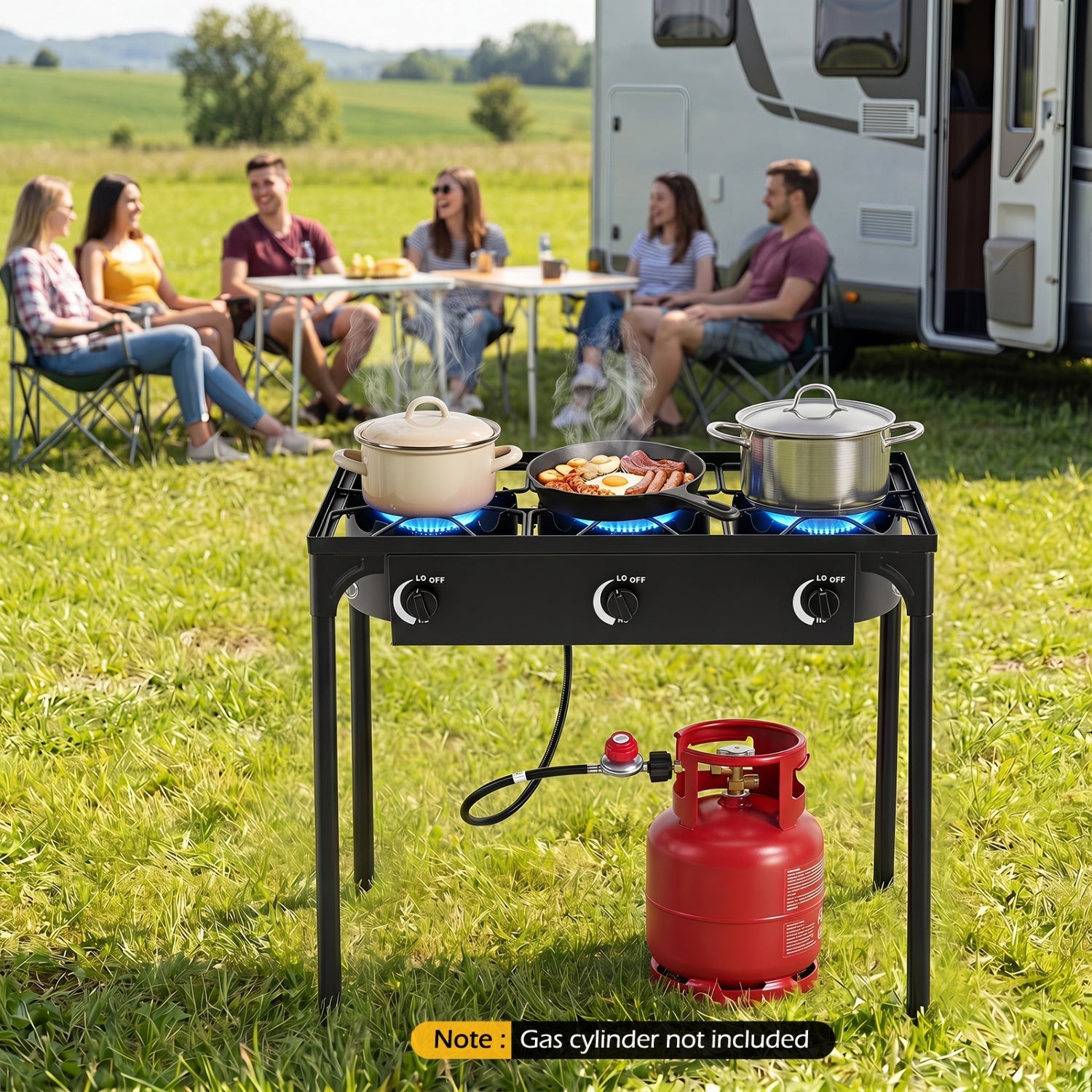 240,000 BTU 3-Burner Outdoor Propane Camp Stove