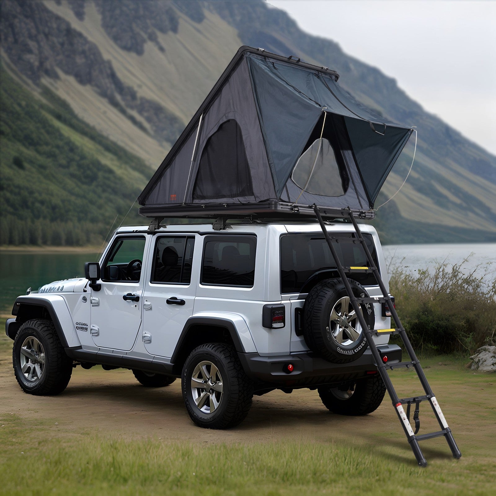Uimoso Hardshell Rooftop Tent Car Pop-Up Outdoor Camping Travel Tents W/ Ladder