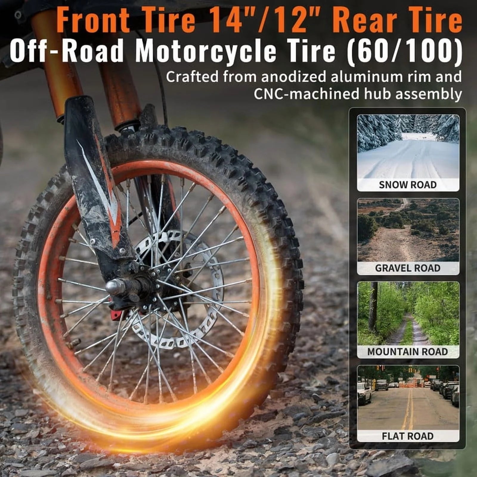GT54 Electric Dirt Bike for Teens Adults,48V 27AH 37MPH Ebike with 14"/12" Motorcycle Tire,2000W Dual Hydraulic Brakes E Mountain Bike Off-Road UL2849