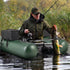 Camouflage Inflatable Fishing Float Tube with Fish Ruler Angling Base 2 Storage Pockets Pump